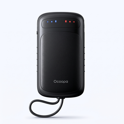Ocoopa DuoHeat elektrische handwarmer in zwart met ledlampjes voor warmtestand en accuniveau